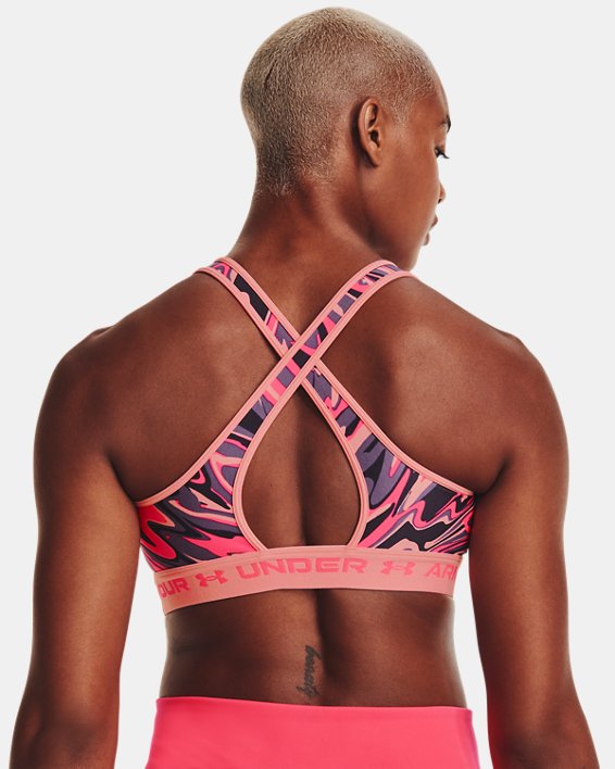 Brassière de sport imprimée à dos croisé et maintien modéré Armour® pour femme, Pink, pdpMainDesktop image number 5